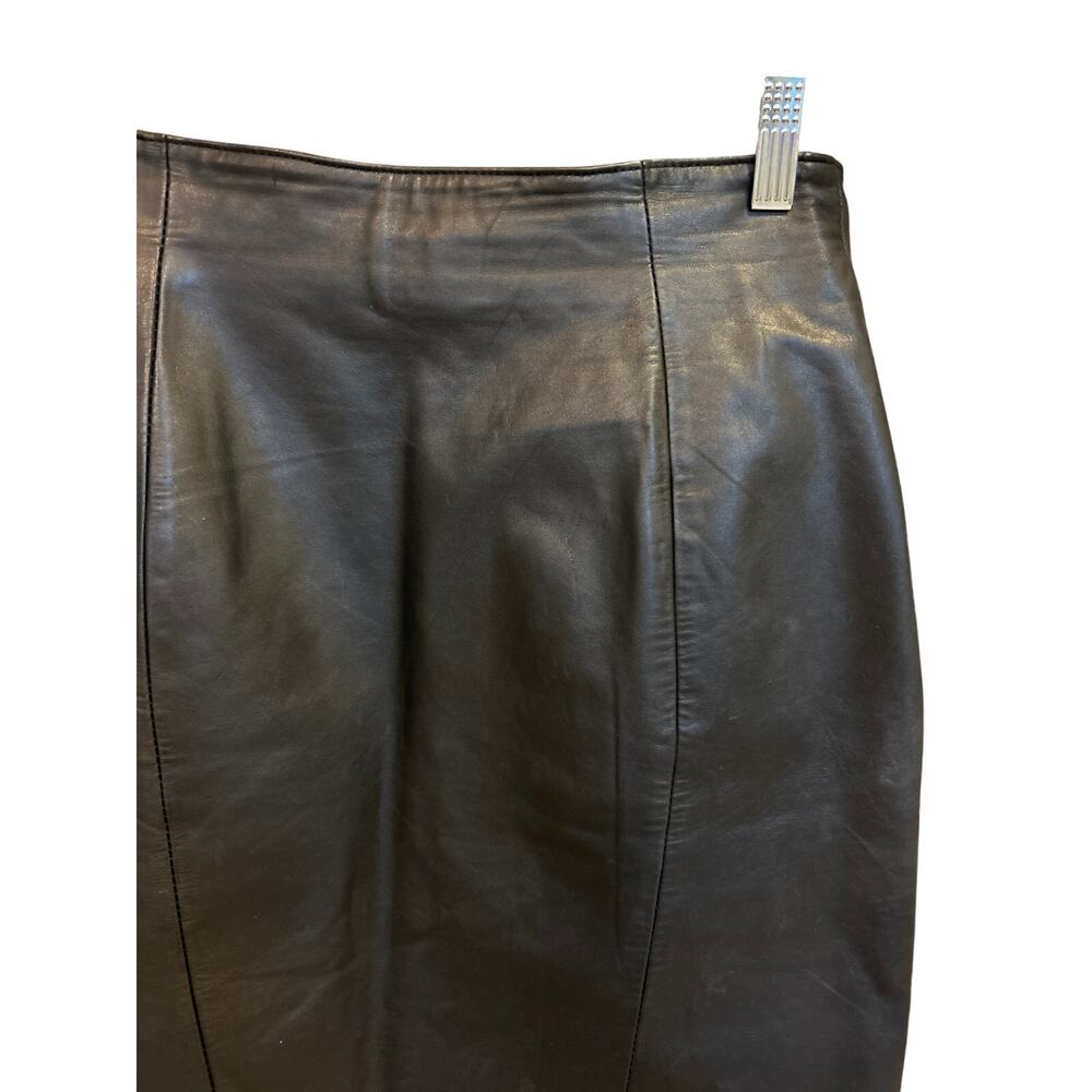 BYRNES & BAKER | Vintage Black 100% Leather Pencil Skirt | 10 - Picture 5 of 11